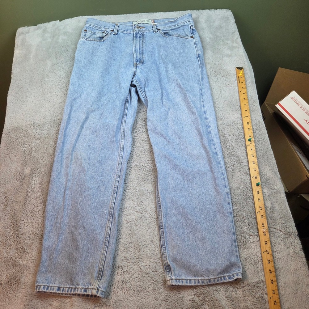 Levi 550 Relaxed Fit Jeans Mens W36 L30 Light Wash Denim Blue Pants 100% Cotton